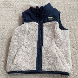 L.L. Bean Navy and White Fleece Vest